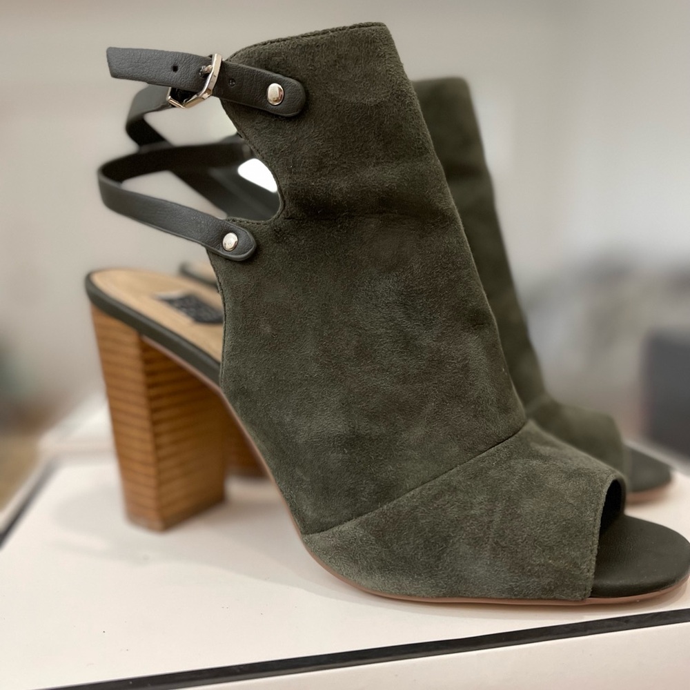 WHITE HOUSE BLACK MARKET Suede Open Toe Booties